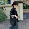 Spring and Autumn New Small Popular Jacket Super Good-looking Black Leather Jacket Women's Medium and Long