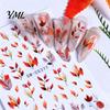 Leaf Pattern Nail Art Autumn Stickers, Waterproof Fall Maple Leaves Manicure Decorations Decals, Self-Adhesive Stickers for Women and Girls Decals