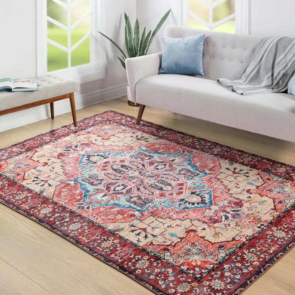Faux Cashmere Retro Ethnic Carpets Turkish Persian Rug for Living Room Bedside Bedroom Vintage Floor Mat Entrance Doormat Carpet