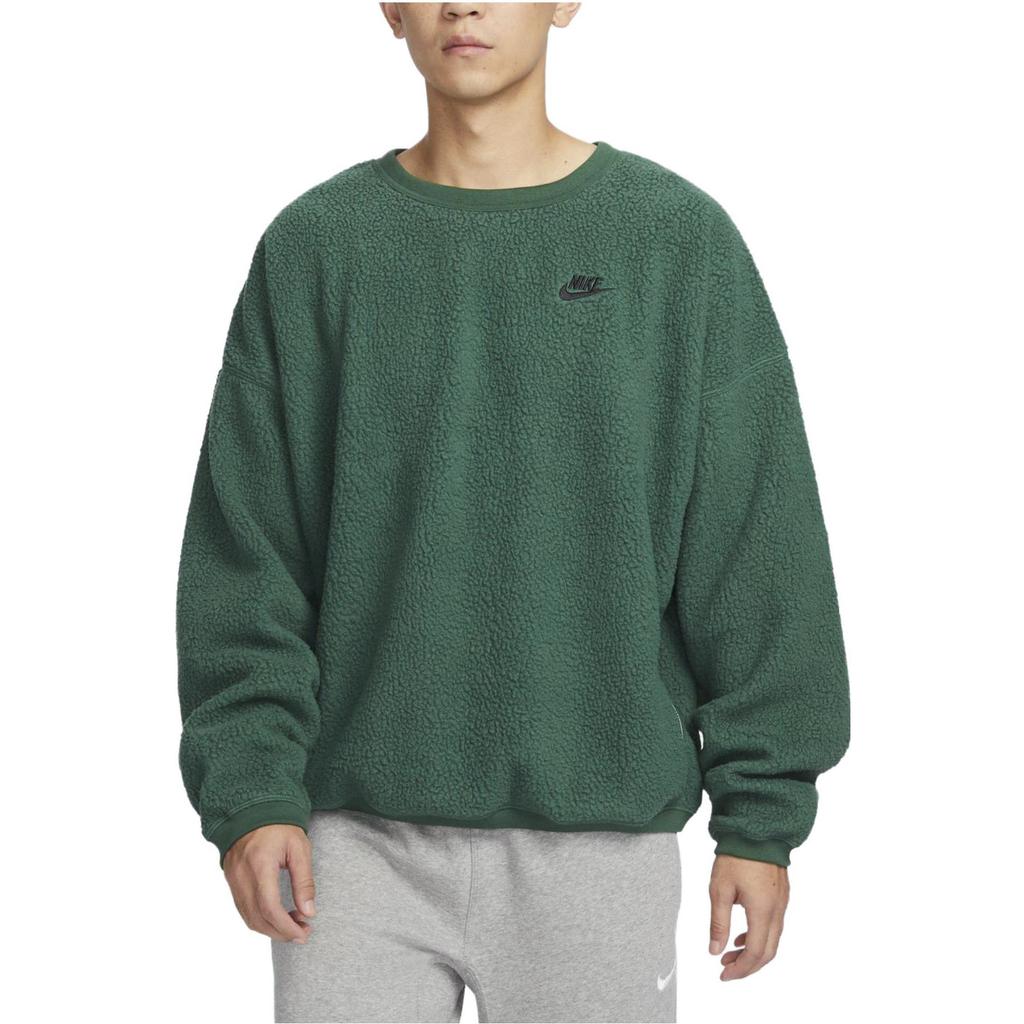 Nike Club Fleece Solid Crew Neck Sweatshirt with Zip Pocket Men Sweatshirt Spruce-Green FB8379-323