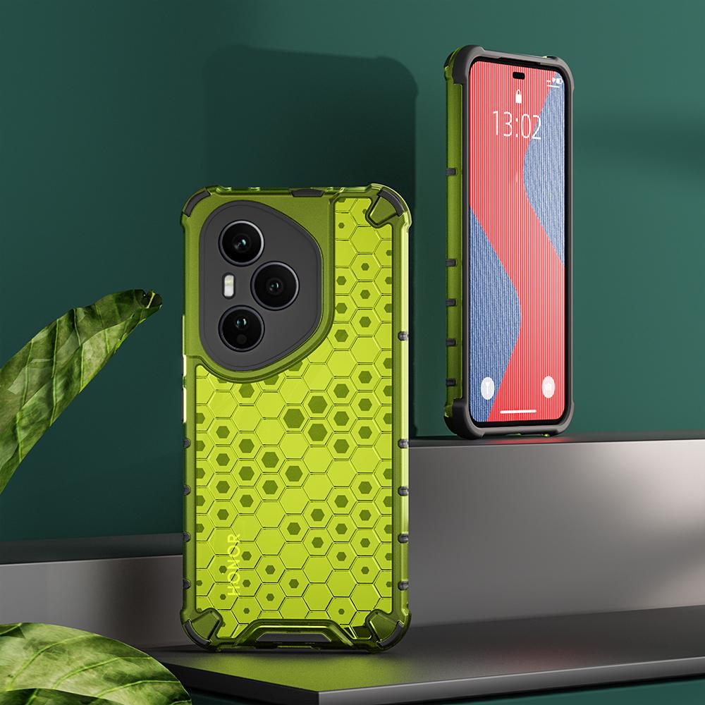 KEYSION Stoßfeste Panzerhülle für HONOR 400 Pro 5G Weiches Silikon+PC Transparentes Waben-Handy-Rückcover für Huawei Honor 400