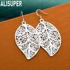 925 Sterling Silver Vintage Openwork Leaf Pendant Earrings - Fashion Gift Jewelry