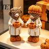 Unique Fall Gifts for Cow Lovers Halloween Highland Figurine, Resin Statue with Pumpkin Mug, Rustic Kitchen Countertop Decor Farmhouse Tabletop
