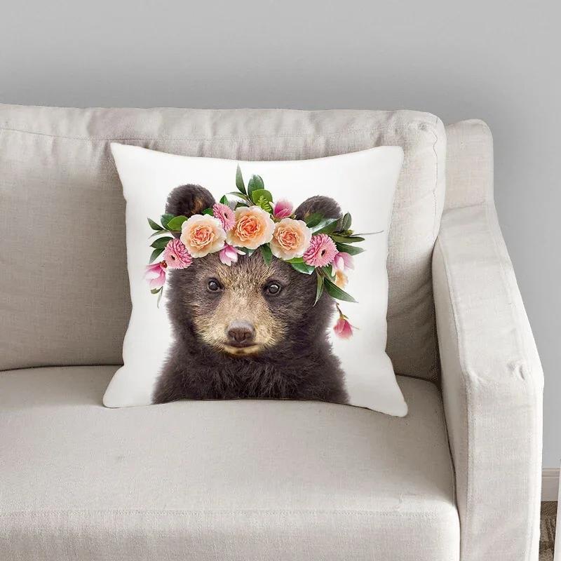 

Милая бархатная декоративная наволочка, чехол для подушки, домашняя подушка, цветок, кролик, диван, животное 66x66cm
