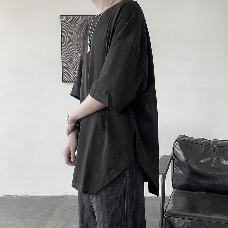 Men's Oversized Asymmetrical Hem Short Sleeve T-Shirt Casual Loose Fit Streetwear Top
