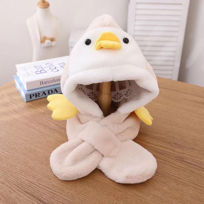 Winter new children's hats and scarves integrated boys and girls warm plush baby antlers ear hat cartoon