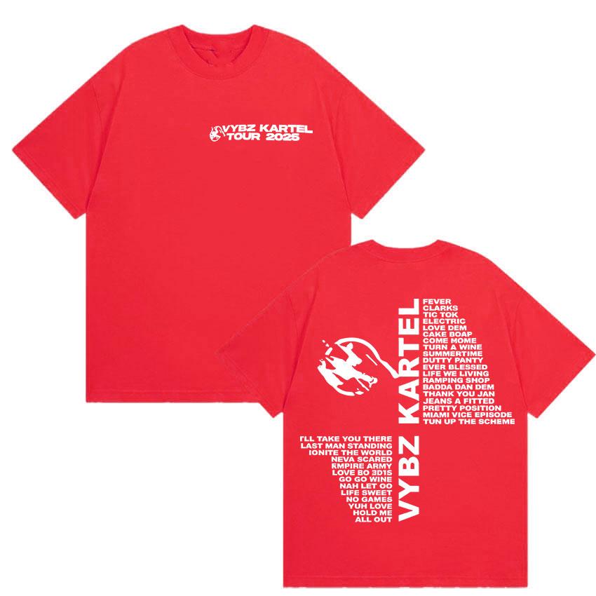 Rapper Vybz Kartel Tour 2025 New Album T Shirts Mens Women Fashion Harajuku T-shirt Casual Hot Sale Short Sleeve Tees Streetwear