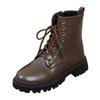 Ladies Fashion Winter Solid Leather Lace Up Thick Heel Side Zipper Short Boots Support Boots for Women