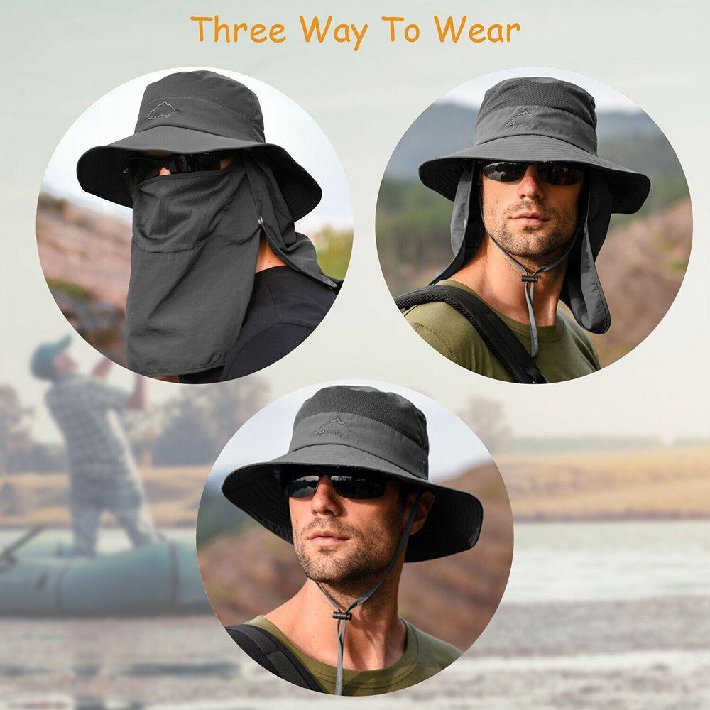 Oversized Brim Fishing Cap WithShawl Face Mask Hat High Quality Cycling Cap  Neck Face Protection