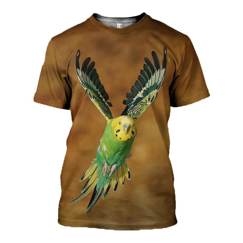 Parrot Figure 3D Printed T-shirts Summer Fashion Cool Short Sleeved Harajuku Style Street Casual Men's and Women's Unisex T-shirts