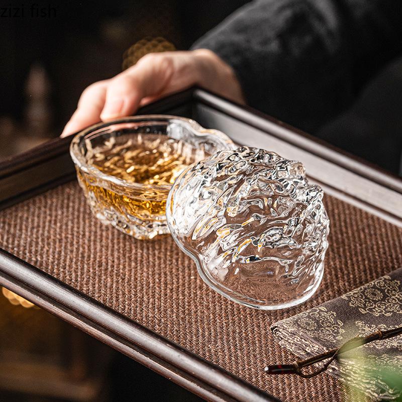 Kreative Walnussförmige Glastasse Transparente Glas-Teetasse Unregelmäßiges Kung-Fu-Teeset Bar Weinglas Wassergläser Haushaltsprodukt