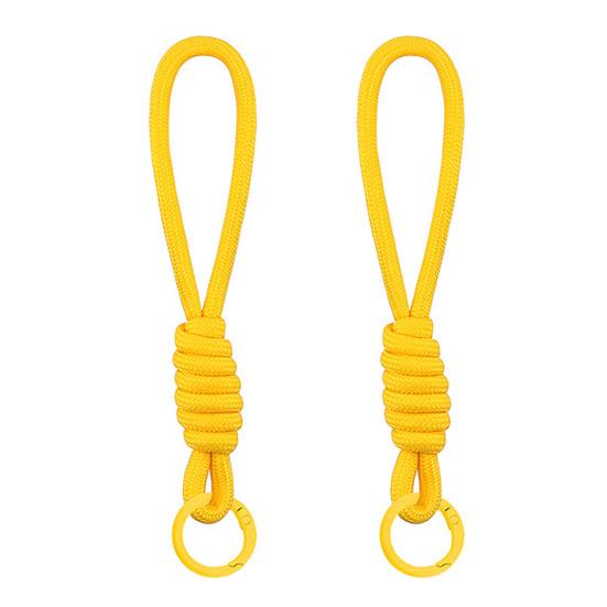 2Pcs Braided Rope Pendant Lightweight High-Elastic Keychain Holder with Reinforced Knot Design Macaron Color Mobile Phone Case Lanyard
