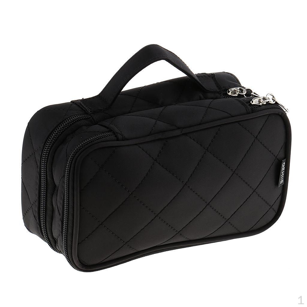 

2 Layered Waterproof Travel Organizer Cosmetic Makeup Bag Toiletry Pouch чёрный