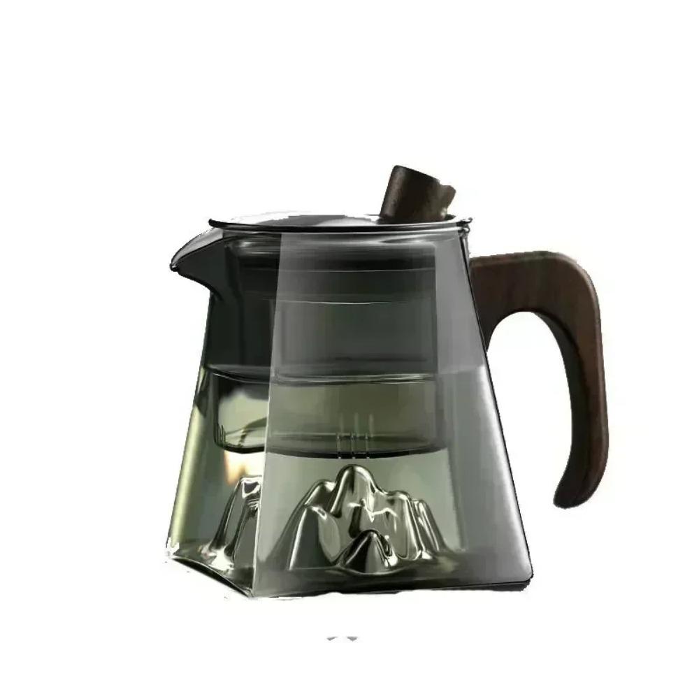 Teapot Glass with Infuser Heated Resistant Container Flower Tea Herbal Pot Mug Clear Kettle Square Filter Glass Tea Pot Teaware