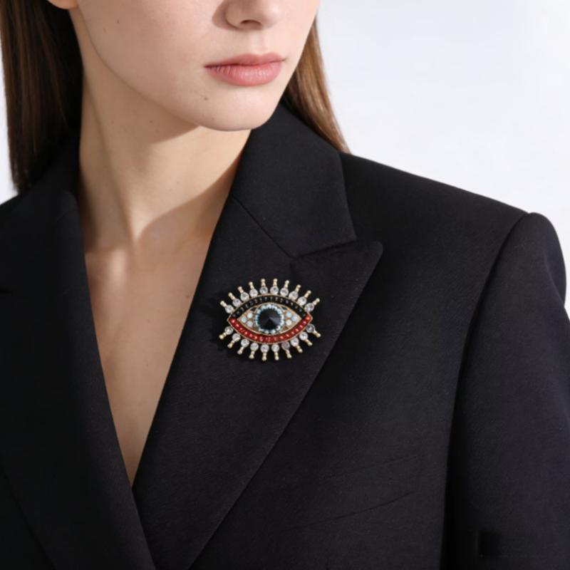 Rhinestone Office Brooch Badge Eye Shaped Pin Fashion Accessory for Parties Trendy Gifts Jewelry