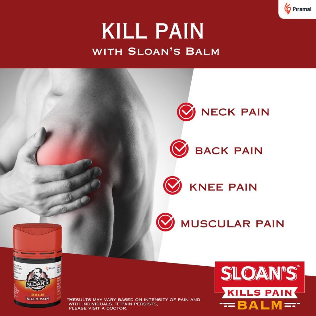 Sloan’s Pain Relief Balm 10 G Pack of 3 | Fast Absorbing Heat Action Ointment for Joint, Neck, Back and Muscle Discomfort Relief