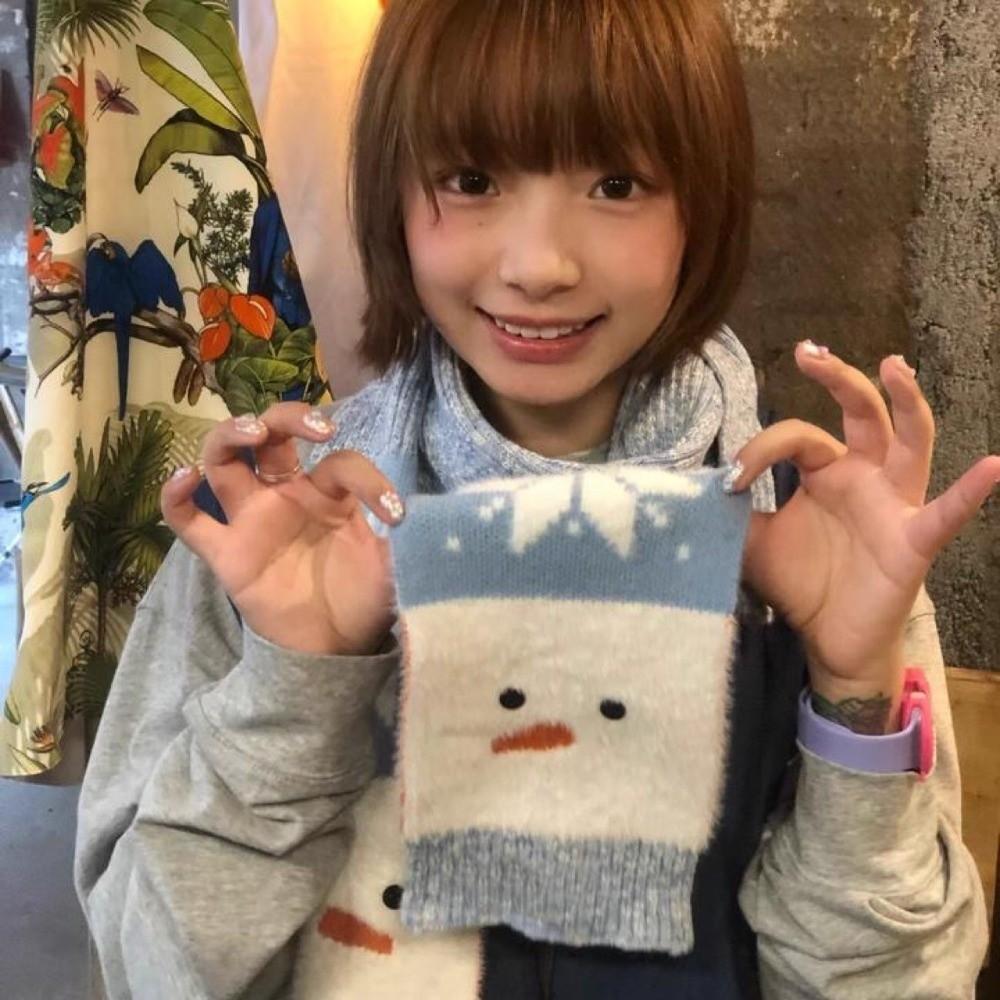 Korean Style Snowman Pattern Scarf Snowflake Knitted Shawl Cute Cashmere Blend Scarf Unisex