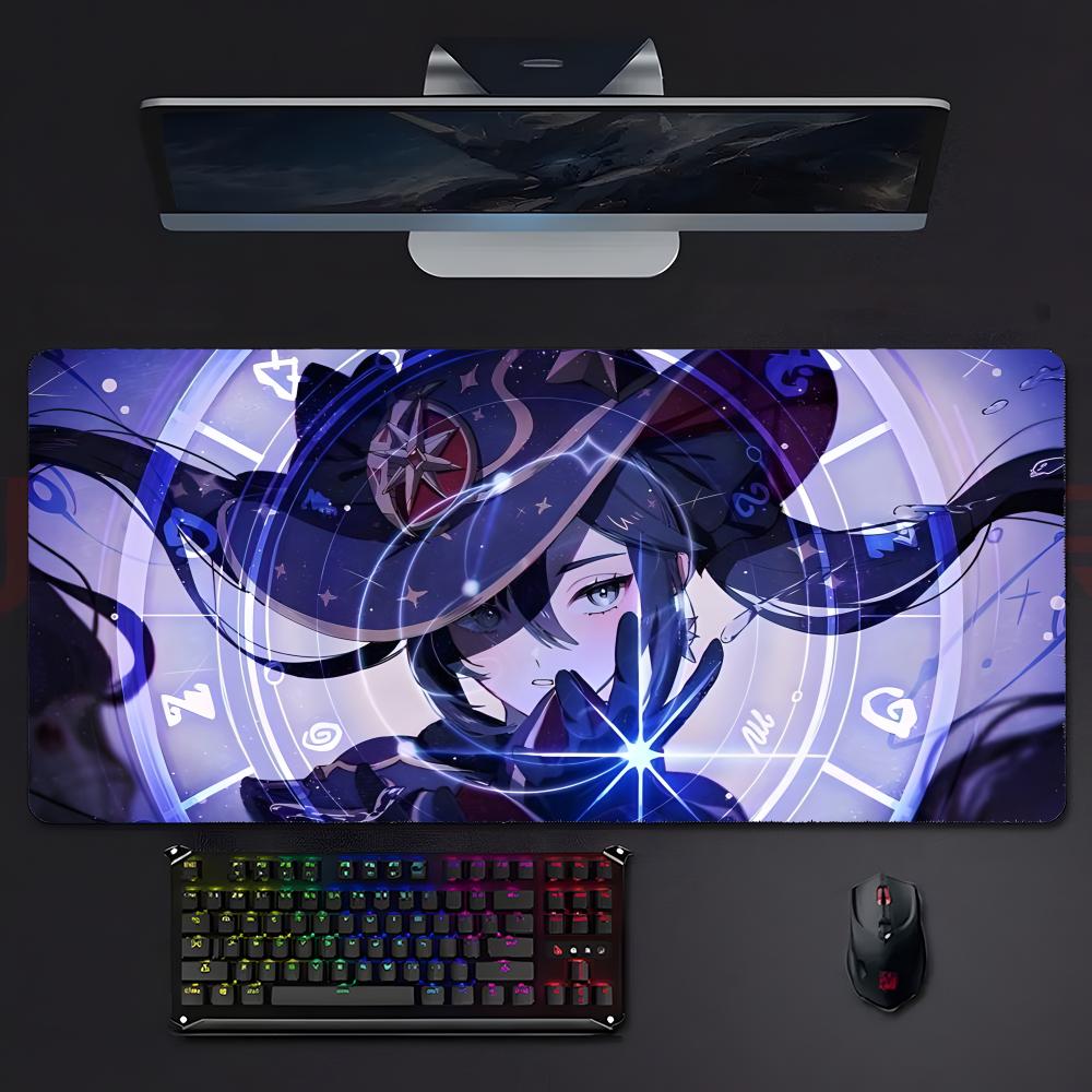 Mysterious Pretty Game Genshin Impact Mona Mouse Pad Large Gaming Mousepad With Stitched Edges Thickened Desk Mat Pc