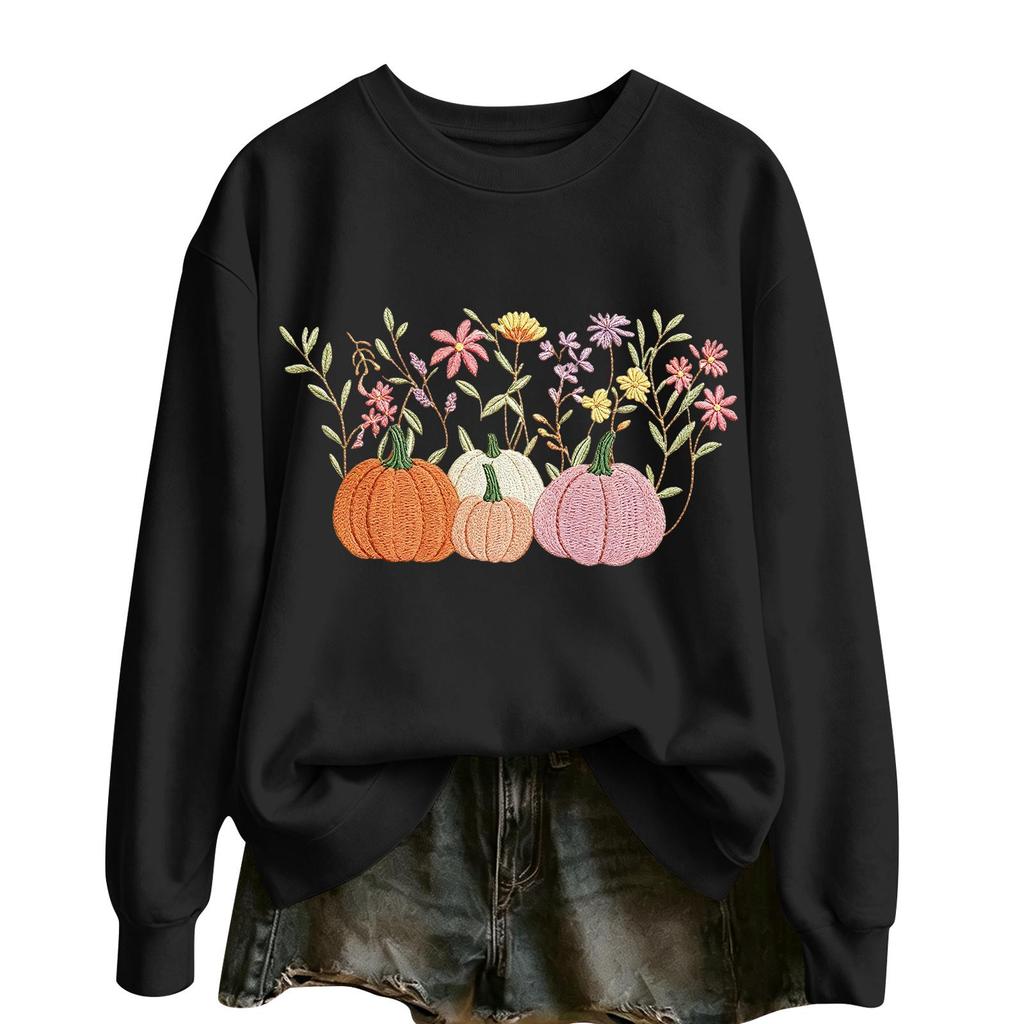 Women's Halloween Print Long Sleeve Neck Casual Top