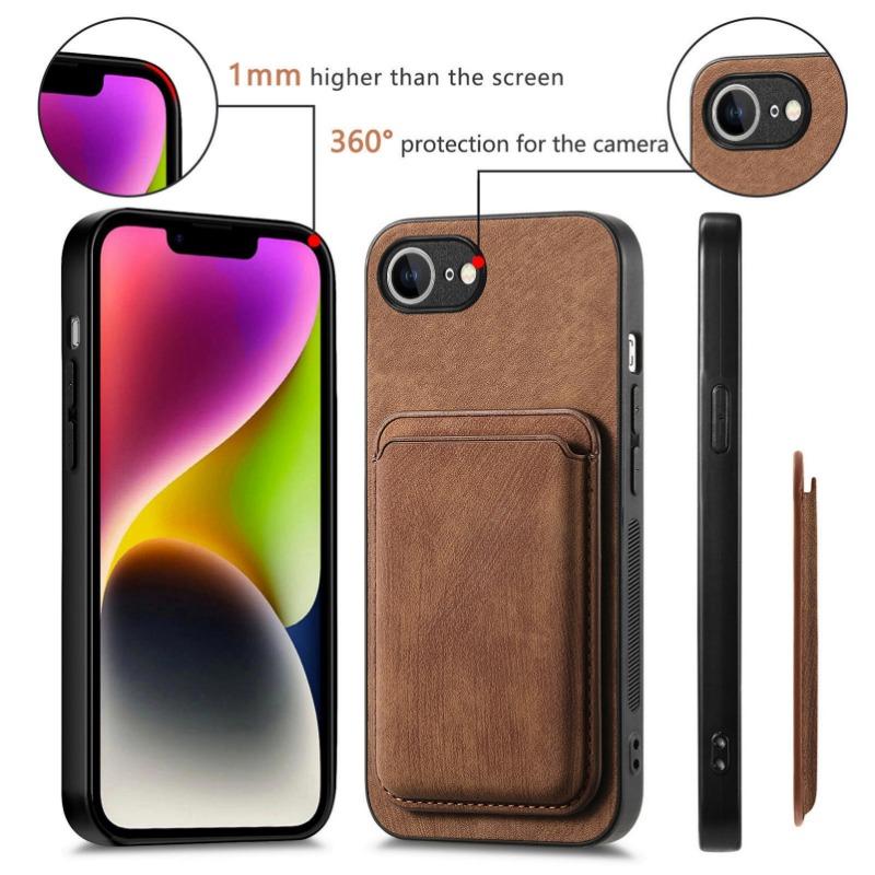 For Magsafe Leather Case for Iphone 16E 16e SE4 Magnetic Wallet Card Pocket Cover for Iphone 16E 16 Pro Max 14 15 Plus 13 12 11