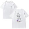 Funny Unicorn Cartoon Graphic T Shirt Back Print Weird Rainbow Unisexe Unicorn Tee Y2K Streetwear Cotton Short Sleeve