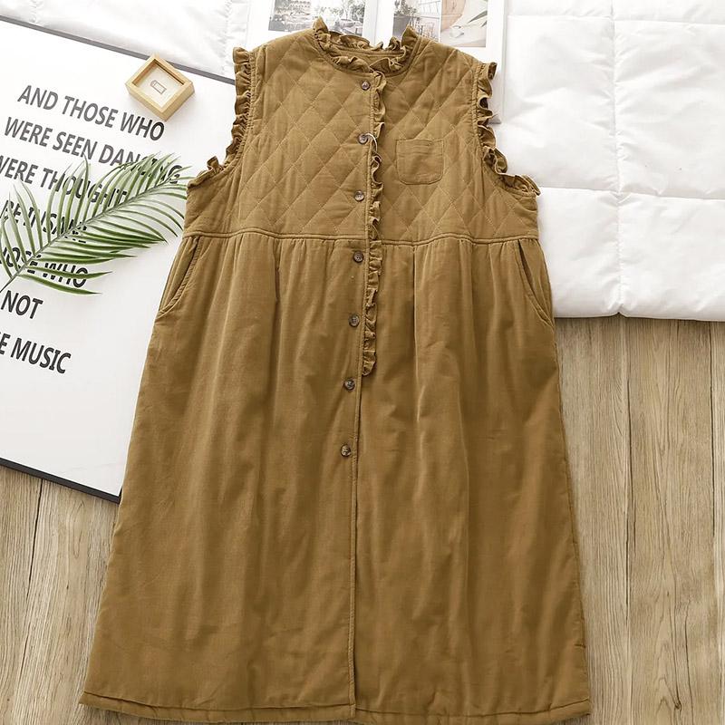 Dress for Woman Cotton Winter Autumn Plus Size Loose Floral Vintage Solid Colours Casual Soft Long Dresses