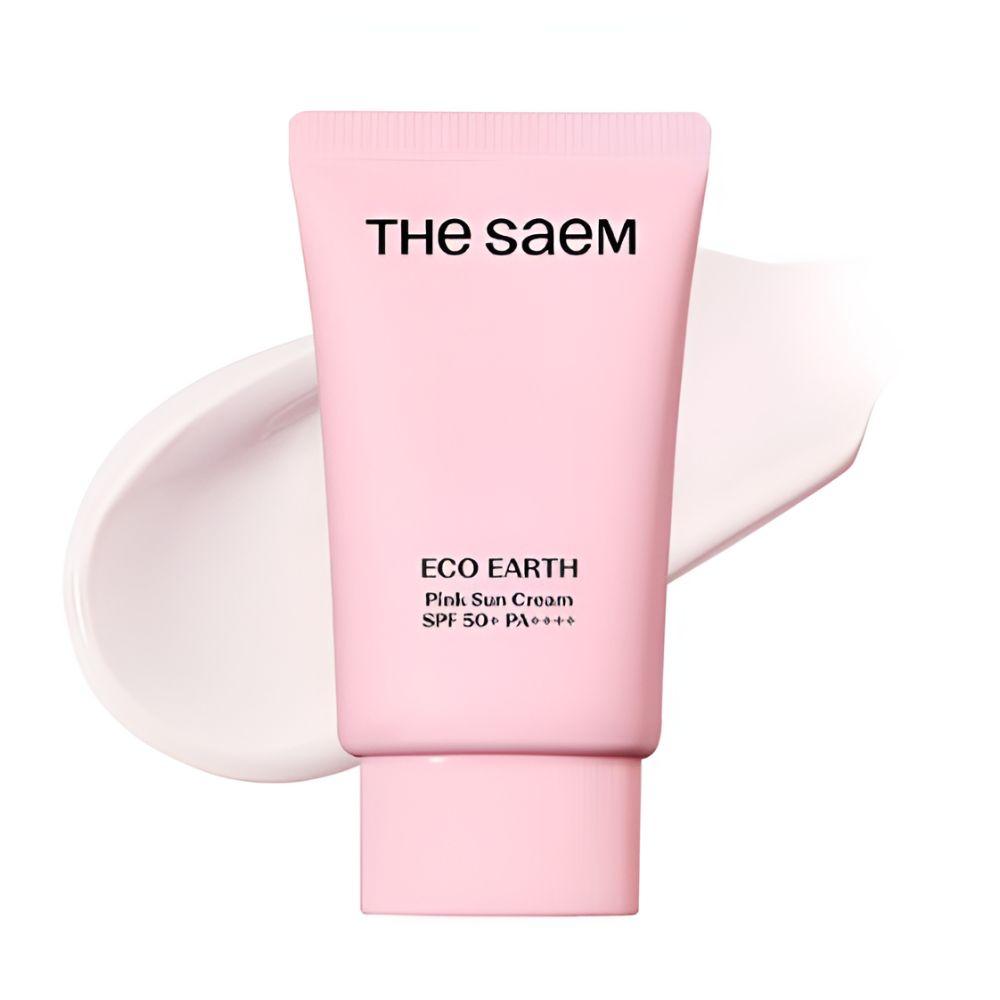 The Saem Eco Earth Pink Sunscreen SPF50+ PA++++ 50g X3 Set Tone-Up Brightening Sun Cream