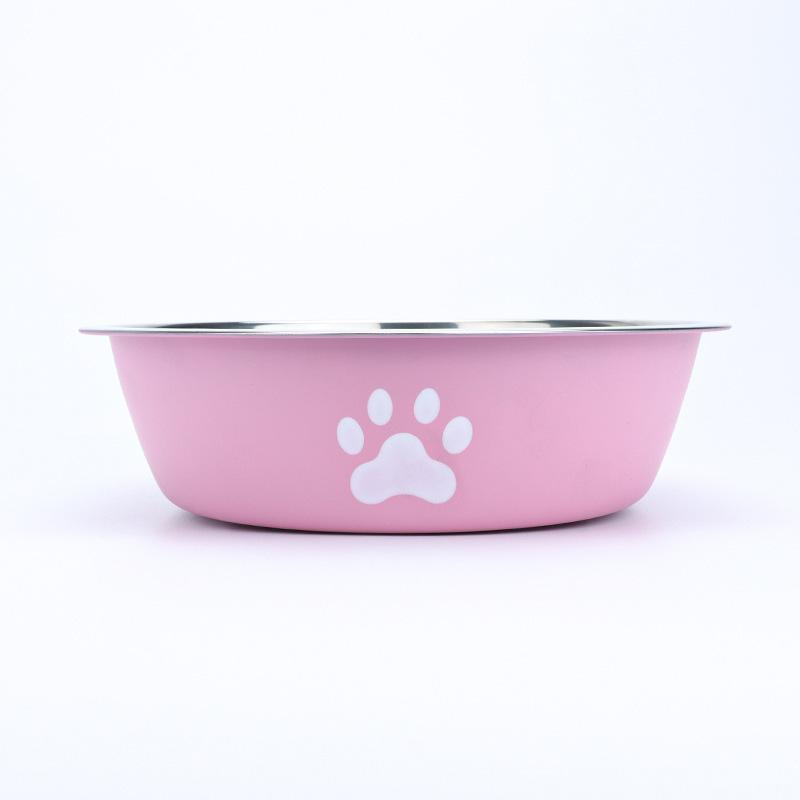 New Hot Stainless Steel Dog Basin Paw Print Pet Supplies Cat Dog Bowl Silicone Anti-slip Design Pet Drinking Water Feeding Bowl