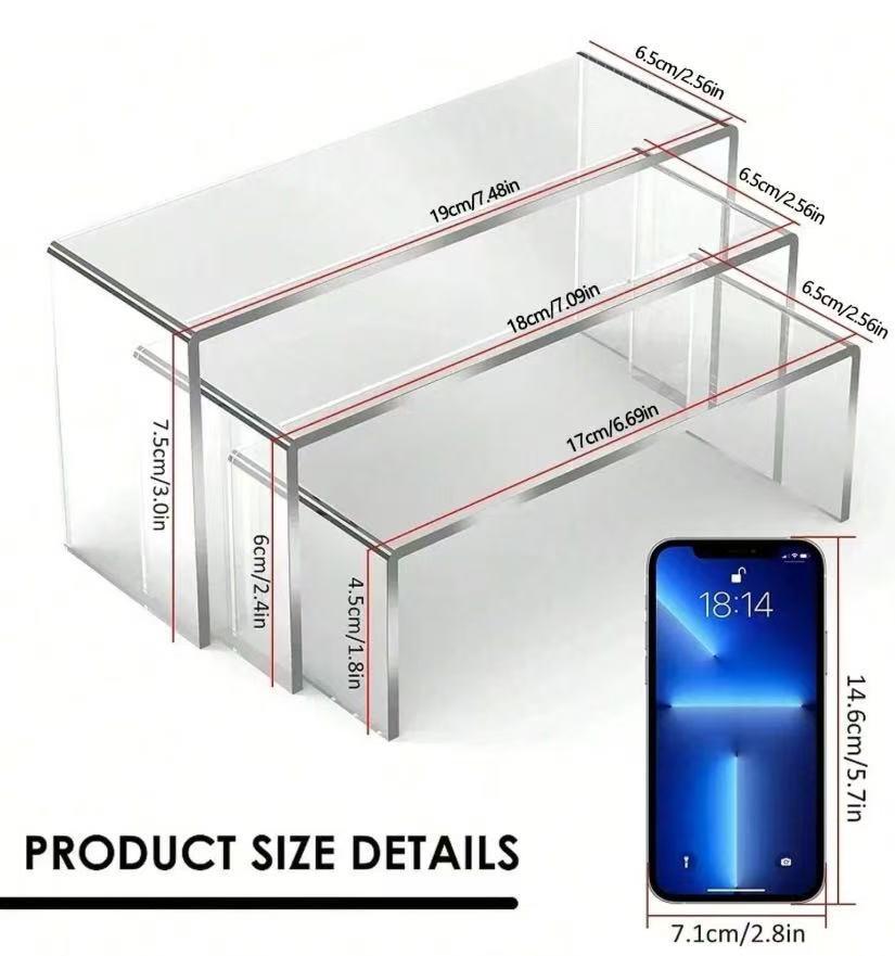 Acrylic U-Shaped Display Stand for Cosmetics, Figurines, Desserts, and Shoes