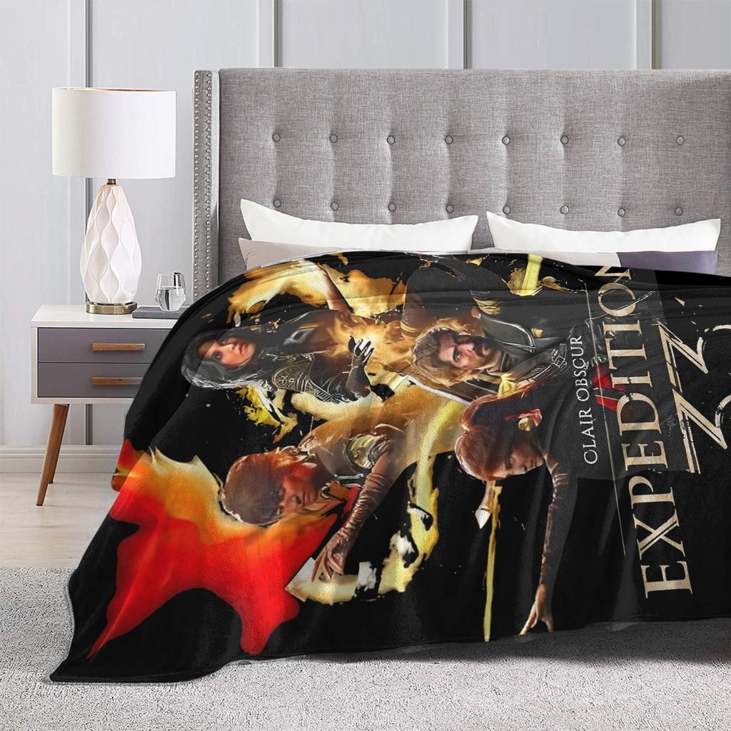 Retro Video Game Clair Obscur Expedition 33 Blankets Flannel Throw Blanket For Outdoor Soft Design Quality Bedspread Gift
