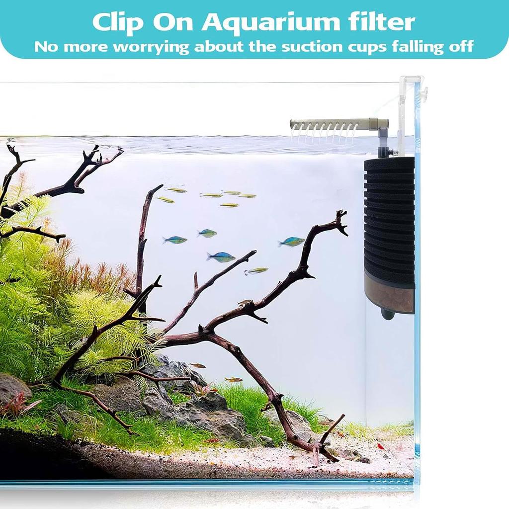 10-20 Gal Aquarium Sponge Filter with Pump,Electric Power Sponge Filter for Shrimp Betta Axolotl Betta Nano Fish Tank,Upgrade Clip Installation