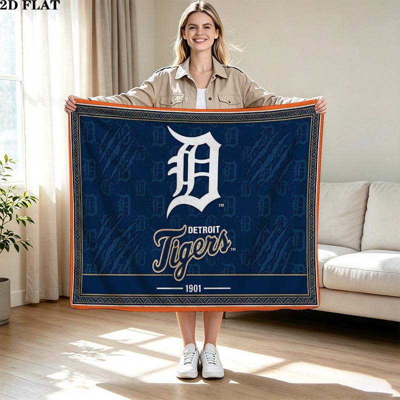 Detroit Tigers Print Flannel Blanket High Quality Warm Comfortable Cover for All Seasons Perfect for Gifts Home Decor