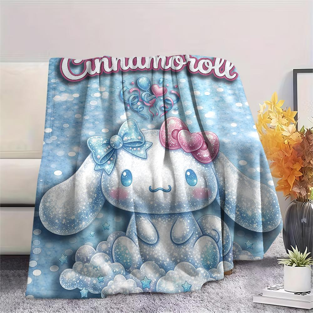 1PC Cinnamoroll Print Flannel Blanket, High Quality All Seasons, Home Decor, Warmth and Comfort, Perfect for Christmas Gifts