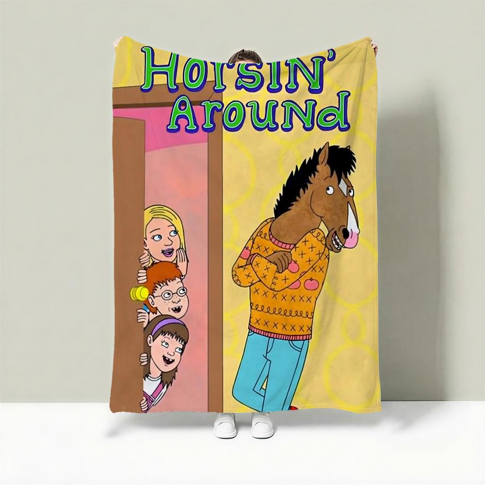 Cartoon B-BoJack Horseman Throw Lightweight 240g Flannel Blanket Soft Skin-friendly for Summer Cooling 75X95CM