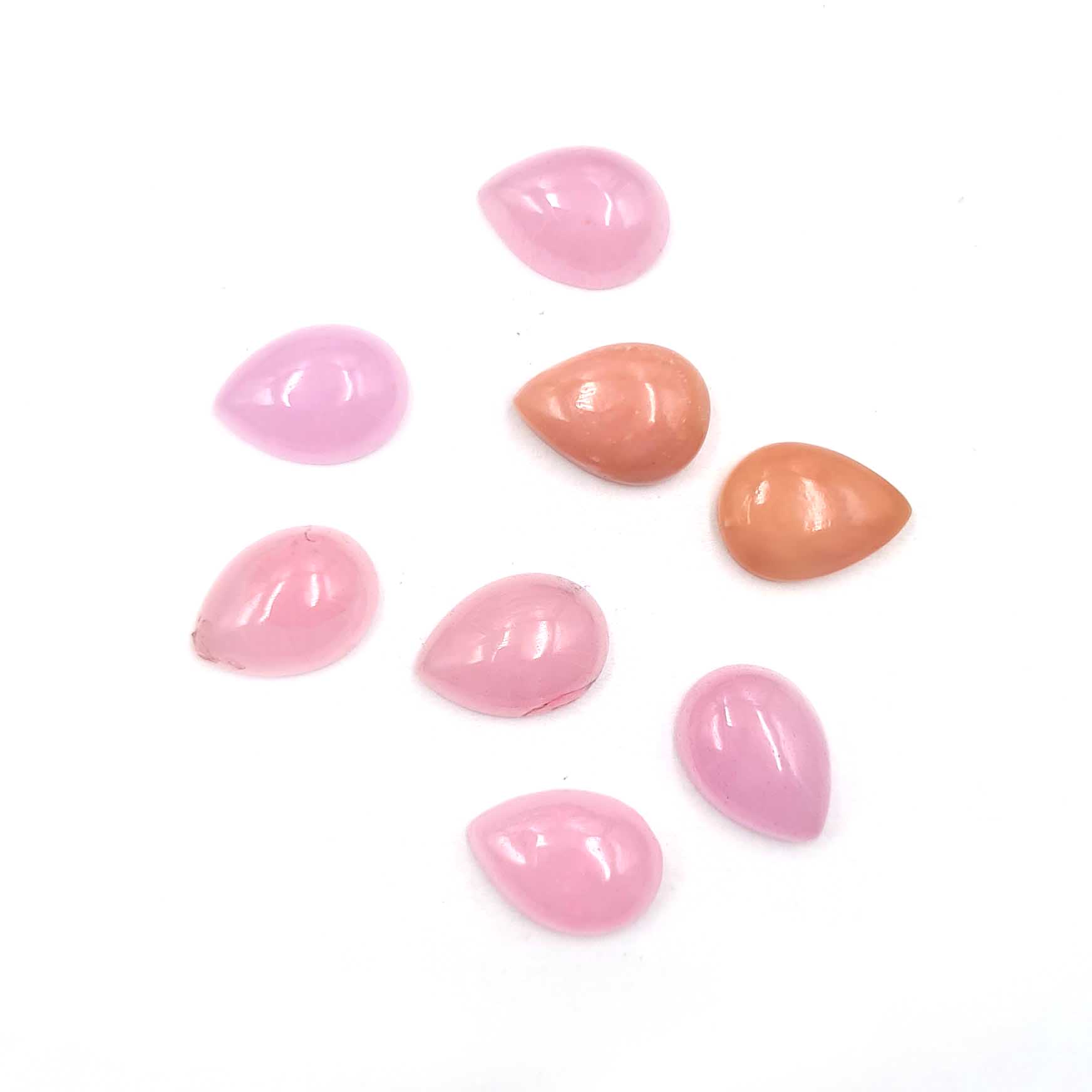 Dyed Pink Jade Pear Cabochon Loose Gemstone Lot 8 Pcs 10 *14 MM 46 CT For Jewelry Making 10*14 MM розовый