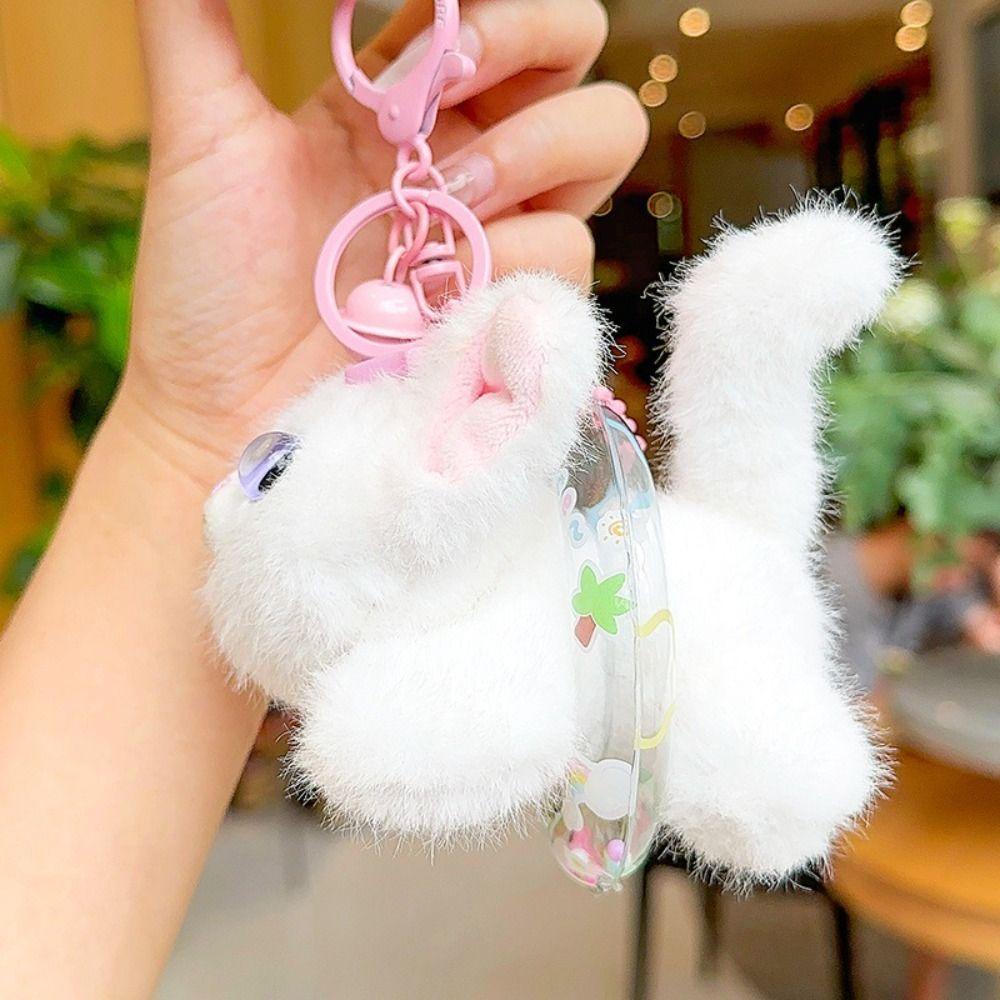 Soft Plush Tail Wagging Keychain Pull String Kitten Doll Pendant Plush Bag Ornament  Birthday Gifts