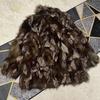 Lunghezza Totale 77cm SAGA LEATHER BOUTIQUE Spesso Voluminoso Pelo Vero Volpe Argentata Cappotto Giacca Taglia M Donna
