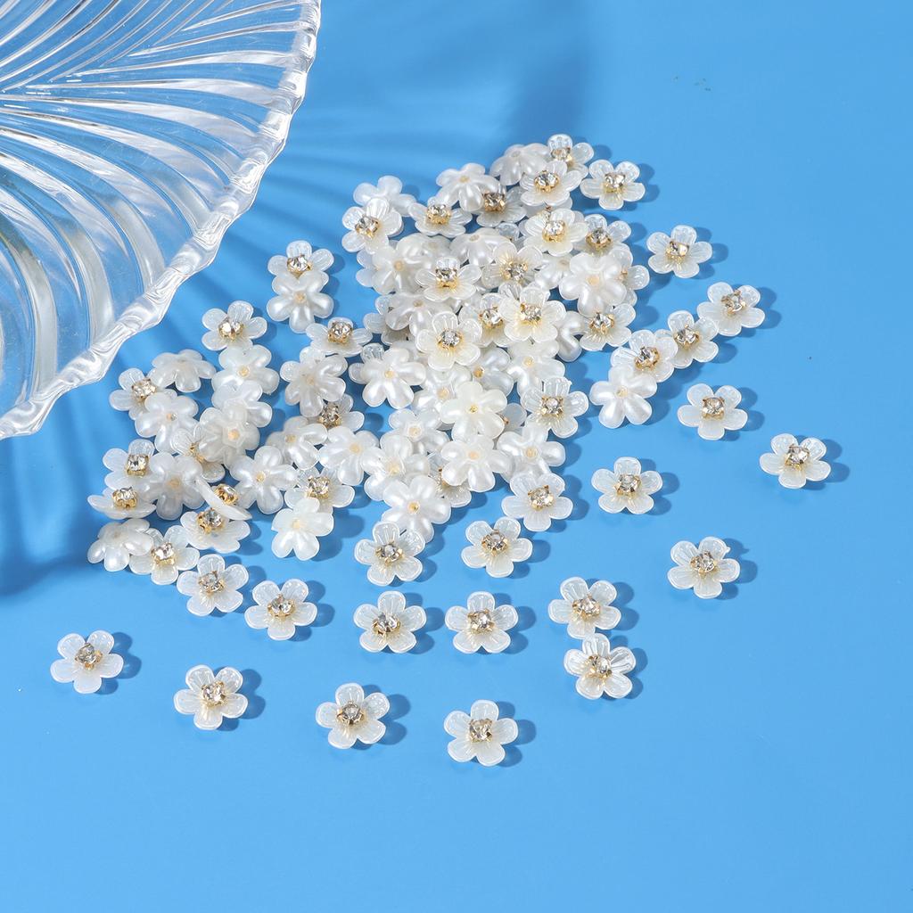 New 50pcs oversized gold background with diamond pearl flowers, DIY earrings, necklaces, headwear, jewelry making crafts