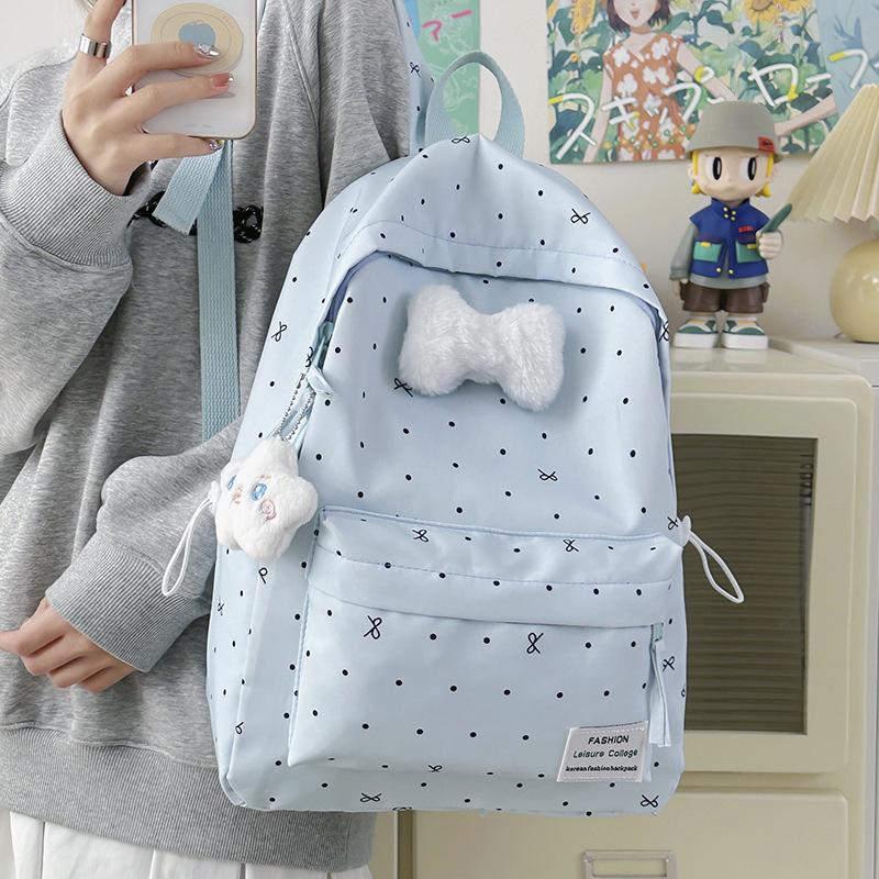 Schoolbag Schoolbag Female College Student Polka Dot Flash Backpack Large Capacity Girl Japanese Cute Polka Dot Large Capacity Backpack