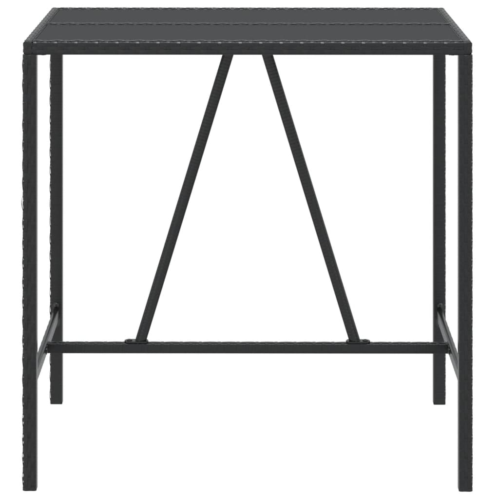 Bar Table with Glass Top Black 110 x 70 x 110 cm Poly Rattan