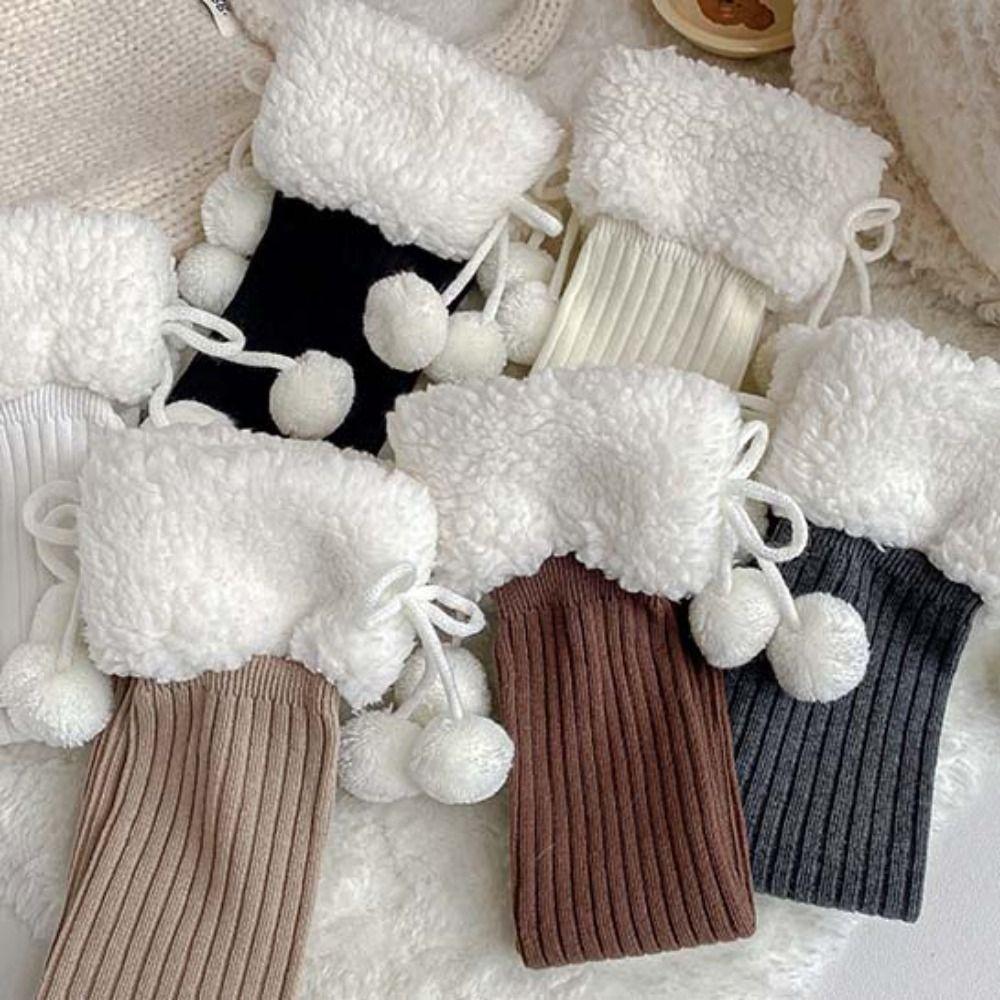 Long Tube Sock Plush Hosiery Autumn&Winter Bow Socks Fashion Design Lamb Wool Stocking  Women