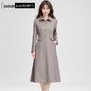 LUDian Women's Elegant Blazer Collar A-Line Dress