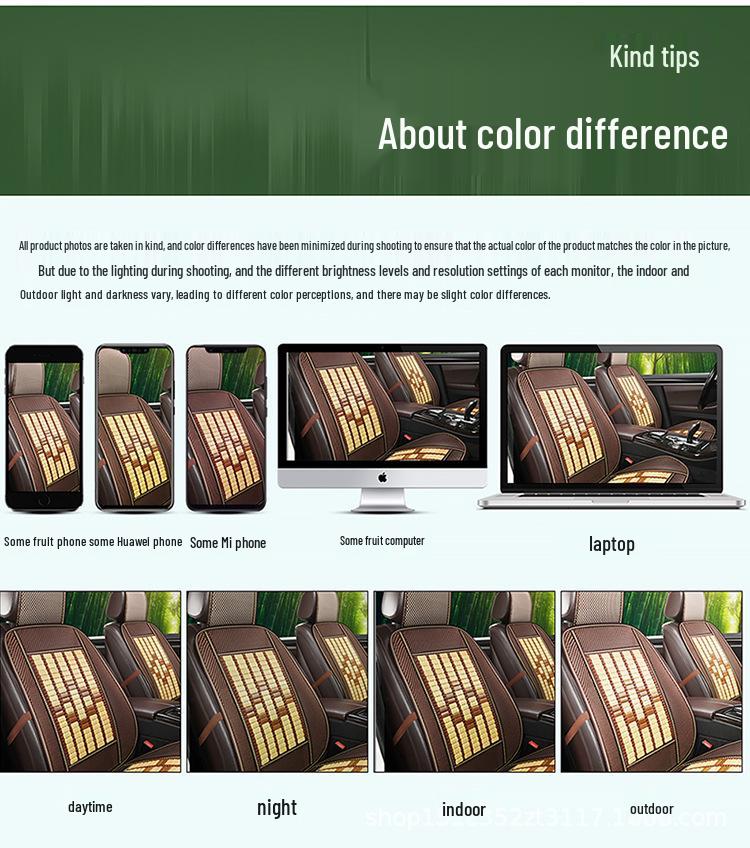 Summer Bamboo Cool Seat Cushion - Breathable Single-Piece Backrest & Pad for Cars