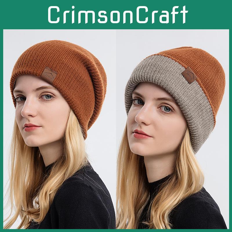 Unisex Hat Knitted With Solid Color Warm Hat Can Be Worn Both Inside Outside And