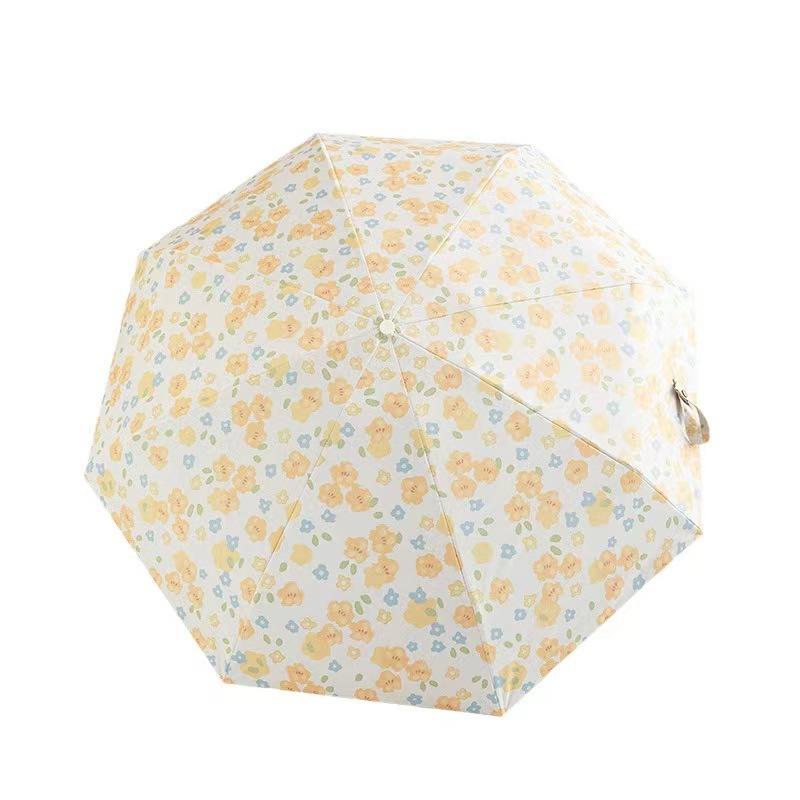 Small Floral Umbrella for Women Sunny or Rainy Automatic Sun Umbrella Sun Protection UV Protection Compact Vinyl Parasol