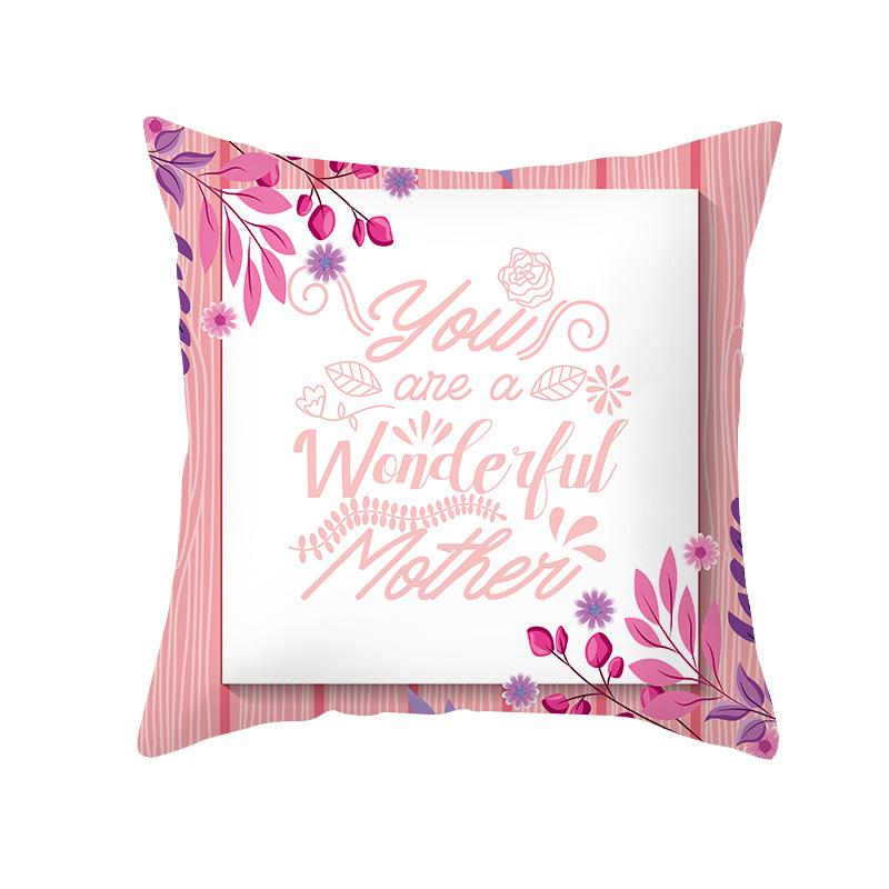 New Mother's Day Printed Pillow Cover Peach Skin Home Sofa Decoration Pillow Bedroom Cushion Pillow Cover