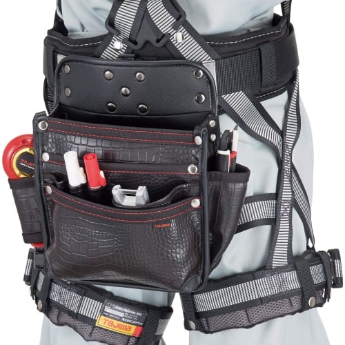 Tajima Safe System Detachable Waist Pouch, Crocodile, 3-Tier Large Nail Pouch, Made of High-Strength, Flexible, and Durable Synthetic Leather (SFKBG-K