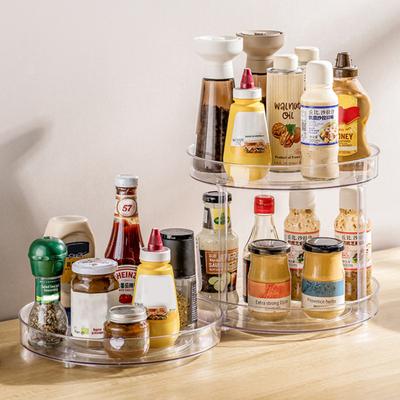 Suport pentru condimente transparent, platan rotativ Lazy Susan, multistrat, rotativ la 360 de grade, organizator de blat de bucătărie