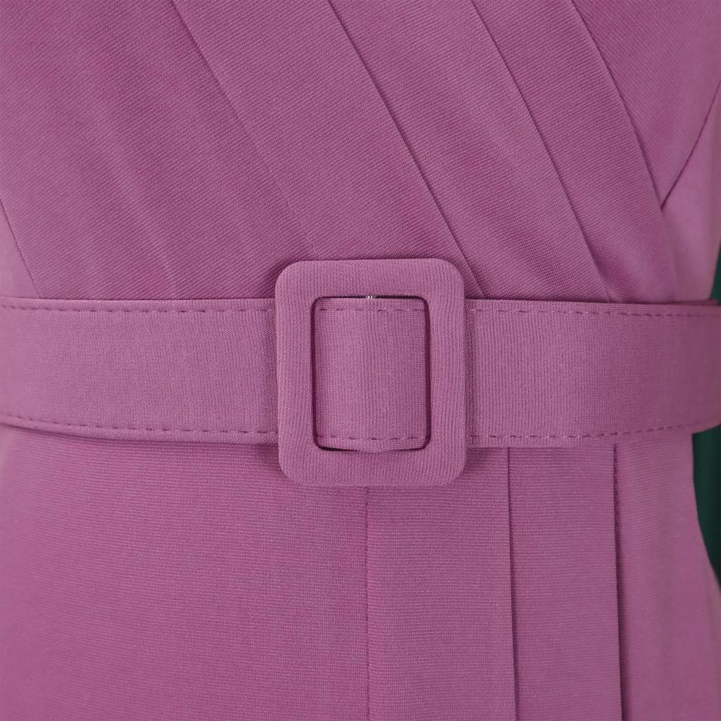 D504 Einfarbiges Bleistiftrockkleid mit V-Ausschnitt für Damen - Sommer 2024, kurzärmelig, OL-Stil