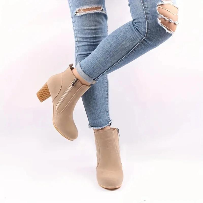 Woman Boots Autumn Winter Chunky Heels Zip Shoes Women Fashion Chelsea Ankle Women Fashion Comfortable Boot